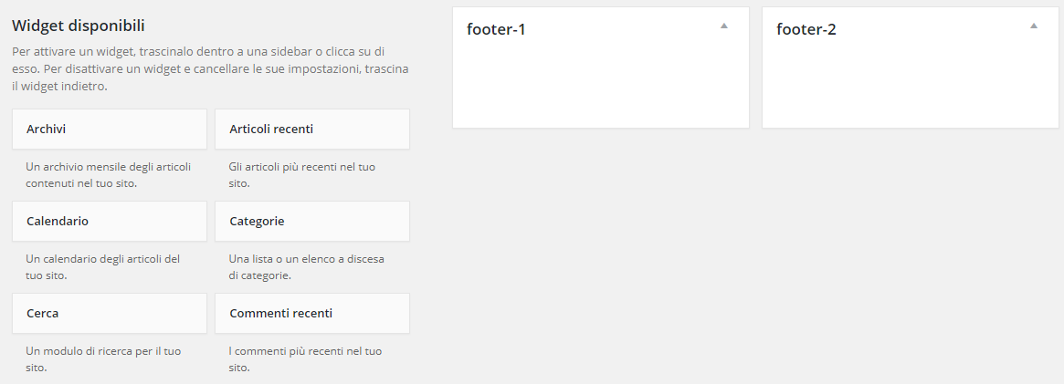 pannello con sidebar e widget